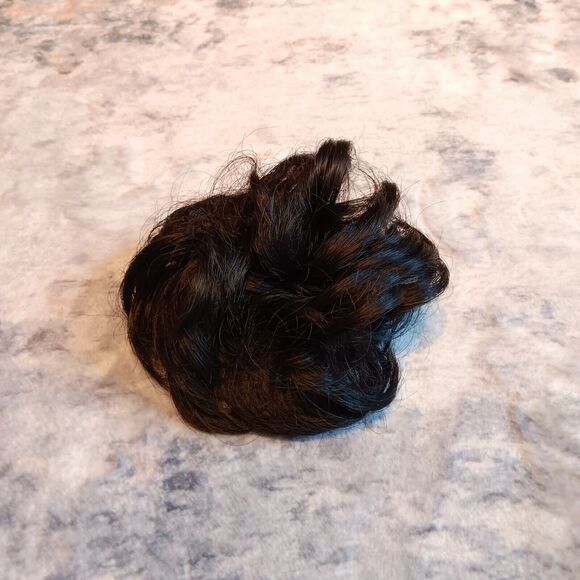 Messy Bun Hair Piece Wavy/Curly Hair Scrunchie Bun Extension Natural Black - Picture 3 of 5